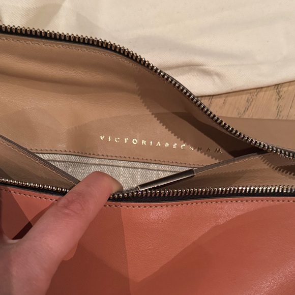 Victoria Beckham Beige and Coral Clutch